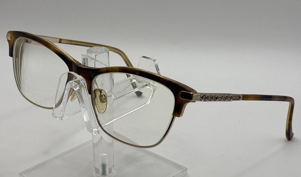 Tura TE260 BRN Eyeglasses Frame Brown Gold Crystal Accent 53-16-140